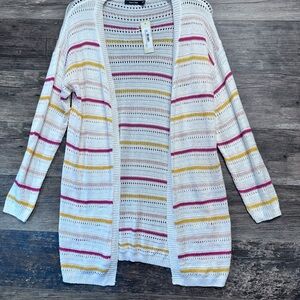 Doe & Rae White Lightweight Open Front Cardigan Sweater
